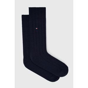 Vlnené ponožky Tommy Hilfiger tmavomodrá farba