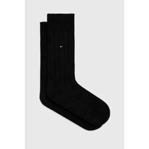 Vlnené ponožky Tommy Hilfiger čierna farba