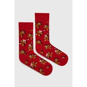 Ponožky John Frank pánske, červená farba