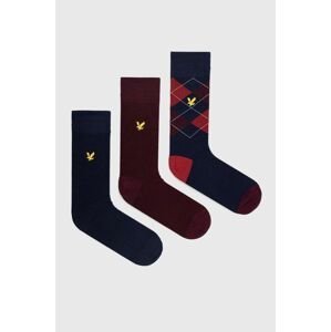 Ponožky Lyle & Scott 3-pak pánske, tmavomodrá farba