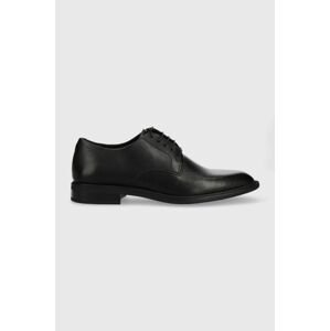 Kožené poltopánky Vagabond Shoemakers Frances 2.0 dámske, čierna farba, na plochom podpätku