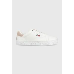 Kožené tenisky Tommy Jeans Sneaker Pop biela farba,