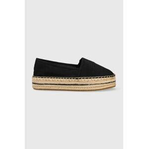 Espadrilky Tommy Hilfiger Th Textured Flatform čierna farba, na platforme