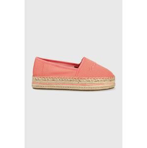 Espadrilky Tommy Hilfiger Th Textured Flatform ružová farba, na platforme