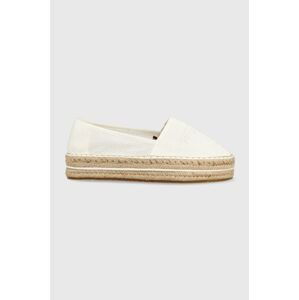 Espadrilky Tommy Hilfiger Th Textured Flatform biela farba, na platforme