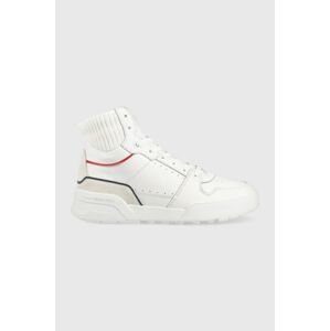 Kožené tenisky Tommy Hilfiger High Cut Basket , biela farba,