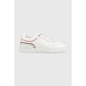 Kožené tenisky Tommy Hilfiger Low Cut Basket biela farba,