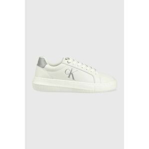 Kožené tenisky Calvin Klein Jeans Chunky Cupsole Laceup Low biela farba,