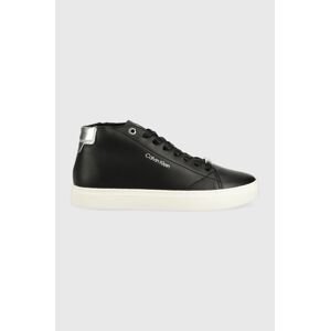 Kožené tenisky Calvin Klein Cupsole Unlined High Top čierna farba,