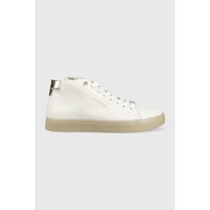 Kožené tenisky Calvin Klein Cupsole Unlined High Top biela farba,