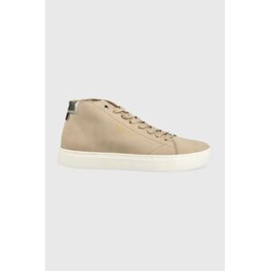 Semišové tenisky Calvin Klein Cupsole Unlined High Top béžová farba,