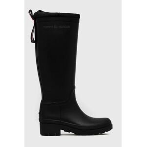 Gumáky Tommy Hilfiger Th Overknee Rainboot Monogram dámske, čierna farba