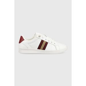 Kožené tenisky Tommy Hilfiger Signature Webbing Court Sneaker , biela farba,