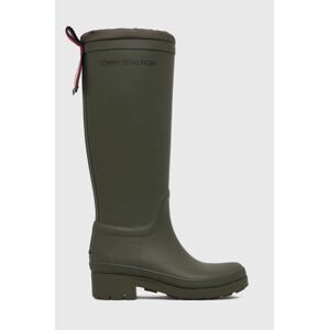 Gumáky Tommy Hilfiger Th Overknee Rainboot dámske, zelená farba,