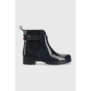 Gumáky Tommy Hilfiger Ankle Rainboot With Metal Detail dámske, tmavomodrá farba