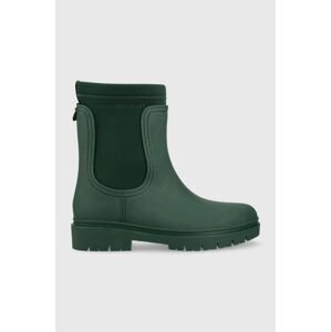 Gumáky Tommy Hilfiger Rain Boot Ankle dámske, zelená farba