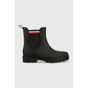 Gumáky Tommy Hilfiger Rain Boot Ankle Elastic dámske, čierna farba