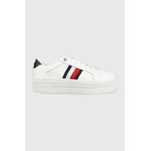 Tenisky Tommy Hilfiger Th Webbing Flatform Cupsole biela farba,