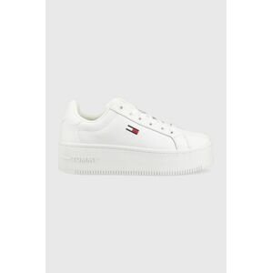 Kožené tenisky Tommy Jeans Tommy Jeans Flatform Ess biela farba,