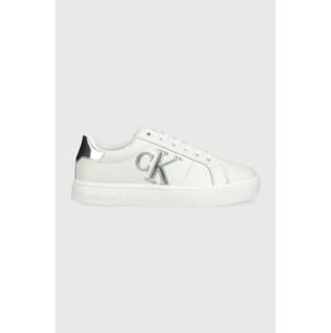 Kožené tenisky Calvin Klein Jeans Classic Cupsole Laceup Low biela farba,