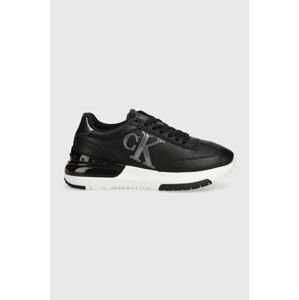 Kožené tenisky Calvin Klein Jeans Sporty Runner Comfair Laceup čierna farba,