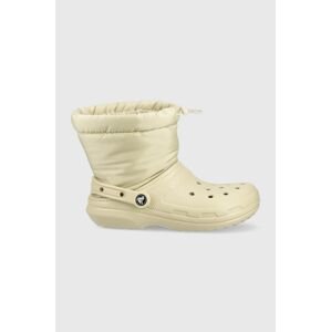 Snehule Crocs Classic Lined Neo Puff Boot béžová farba, 206630