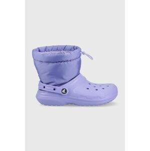 Snehule Crocs Classic Lined Neo Puff Boot fialová farba, 206630