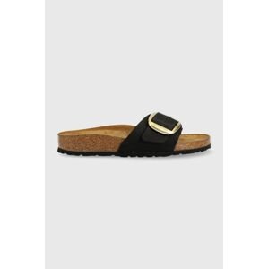 Kožené šľapky Birkenstock Madrid Big Buckle 1023373.BLK-BLACK, dámske, čierna farba,