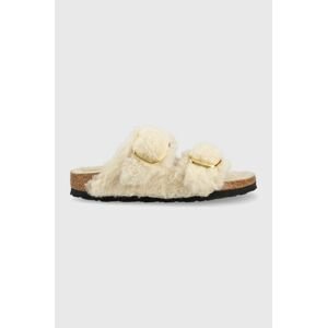 Vlnené papuče Birkenstock Arizona Bb Shearling dámske, šedá farba,