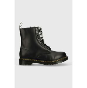 Kožené workery Dr. Martens 1460 Serena dámske, čierna farba, na plochom podpätku, zateplené