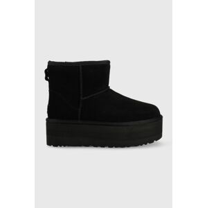 Kožené snehule UGG Classic Mini Platform W Classic Mini Platform , čierna farba 1134991.BLK