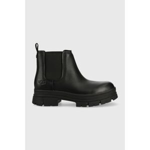 Kožené topánky chelsea UGG W Ashton Chelsea dámske, čierna farba, na platforme 1133894.BLK