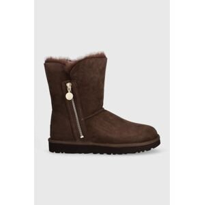 Kožené snehule UGG W Bailey Zip Short hnedá farba