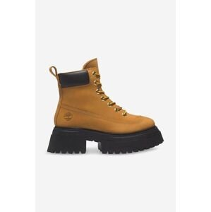 Semišové topánky Timberland Sky 6 IN Laceup A2KMU-BROWN, dámske, hnedá farba, na platforme, jemne zateplené