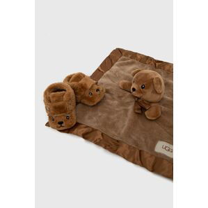 Topánky pre bábätká UGG Bixbee And Lovey Bear Stuffie hnedá farba,