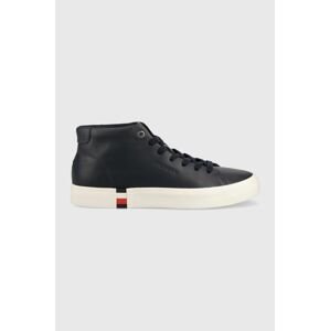 Kožené tenisky Tommy Hilfiger High Modern Vulc tmavomodrá farba