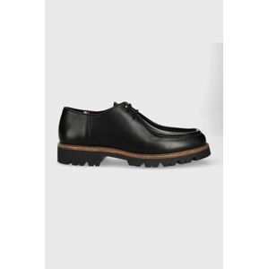 Kožené poltopánky Tommy Hilfiger Fashion Wallabee Shoe pánske, čierna farba