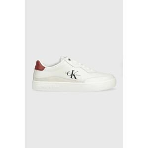 Kožené tenisky Calvin Klein Jeans Classic Cupsole Laceup , biela farba