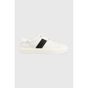 Kožené tenisky Calvin Klein Low Top Lace Up biela farba