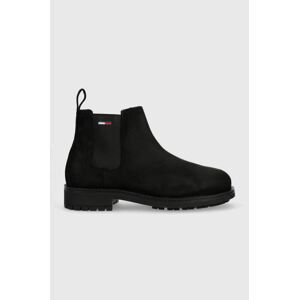 Semišové topánky chelsea Tommy Jeans Classic Tommy Jeans Chelsea Boot pánske, čierna farba