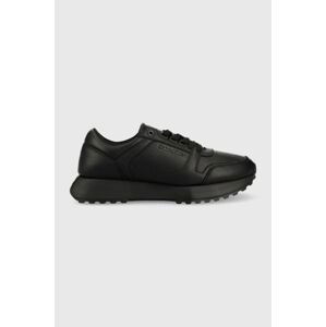 Kožené tenisky Calvin Klein Low Top Lace Up Lth , čierna farba