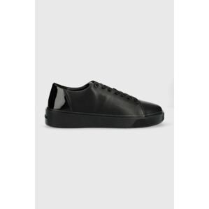 Kožené tenisky Calvin Klein Low Top Lace Up Lth/br čierna farba