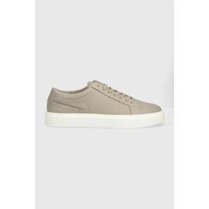 Kožené tenisky Calvin Klein Low Top Lace Up Lth béžová farba