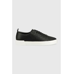 Kožené tenisky Calvin Klein Low Top Lace Up Mono , čierna farba