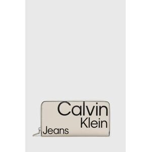 Peňaženka Calvin Klein Jeans dámsky, béžová farba