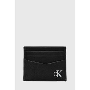 Kožené puzdro na karty Calvin Klein Jeans dámsky, čierna farba