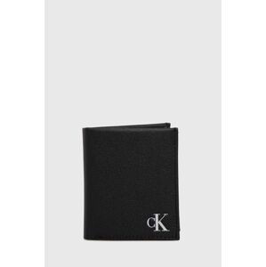 Kožená peňaženka Calvin Klein Jeans dámsky, čierna farba