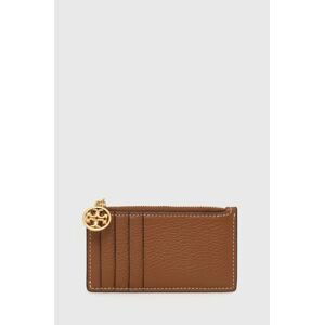 Kožená peňaženka Tory Burch dámsky, hnedá farba