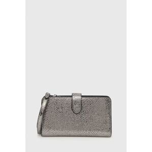 Kožená peňaženka Lauren Ralph Lauren dámska, strieborná farba