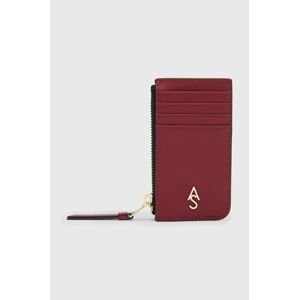 Kožená peňaženka AllSaints dámsky, červená farba